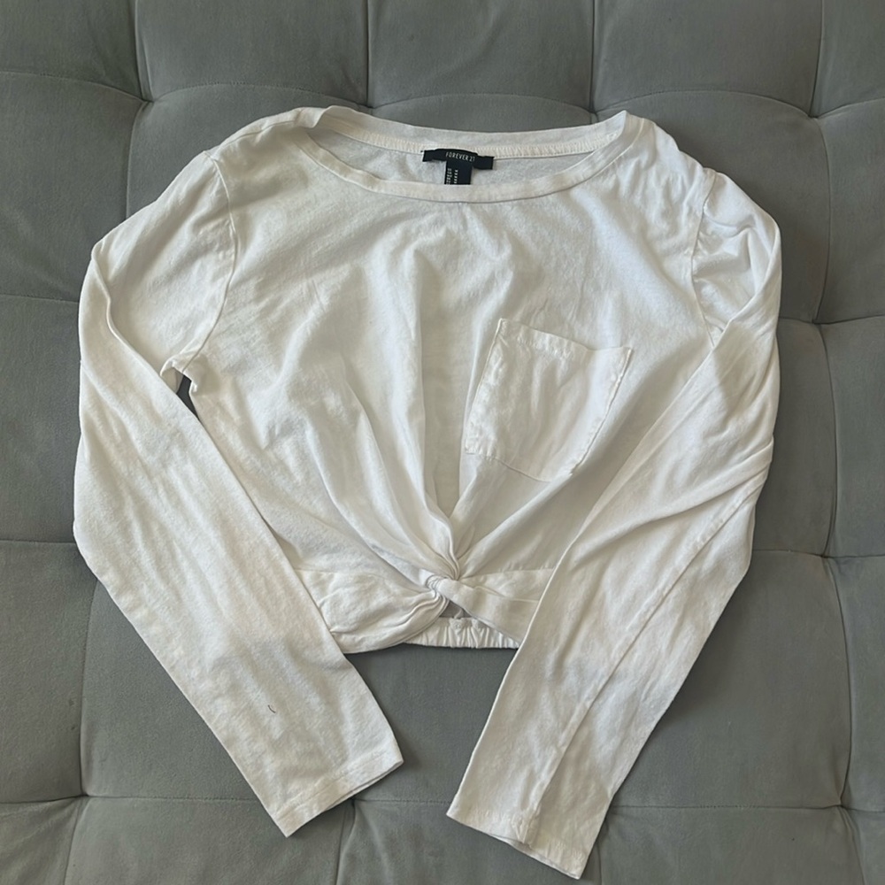 Forever21 Women's Tan Twist Front Crop Top